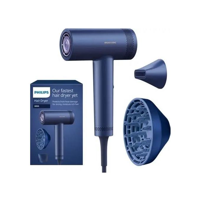 Philips BHD839-10 Serie 8000 Asciugacapelli 1400 W ThermoShield Advanced Ionico 3 velocita' 7 temperature con Diffusore colore Blu