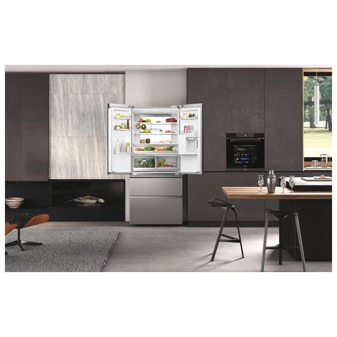 Haier HFW7819EWMP Cube 83 Serie 7 Frigorifero 4 Porte 537 L 192.5 cm Classe E 37 dB No Frost Wi-Fi colore Platino Acciaio Inox