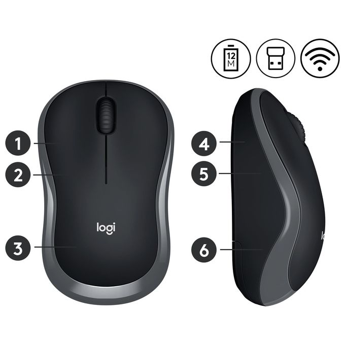 Logitech Mouse Wireless Mouse M185 Swift Grey