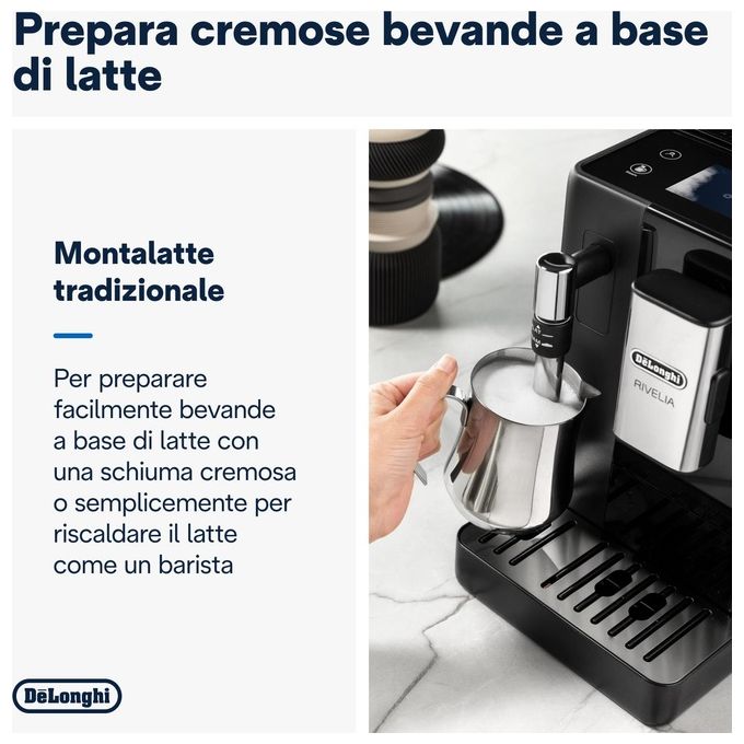 De'Longhi EXAM44035B Rivelia Macchina da caffe' Automatica 1.4 L 19 bar 1450 W Bean Switch Display Touch 8 Bevande colore Nero