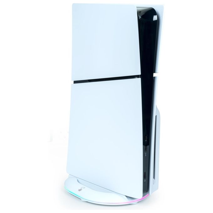 BigBen PS5SVERTSTAND Supporto Verticale per PlayStation 5 Slim con 2 Porte USB-A e Illuminazione RGB colore Bianco