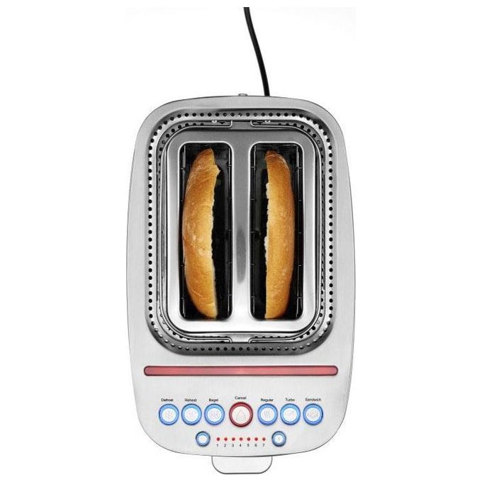 Solis 8003 Sandwich Toaster Tostapane 2 Fessure Extra Larghe 7 Livelli Doratura Funzione Turbo Funzione Bagel Inclusi 2 Morsetti per Panini colore Argento