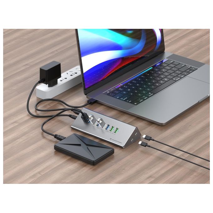 Conceptronic HUBBIES18G Hub Charger Combo USB 3.2 Gen 1 10 in 1 60 W con 6 Porte USB-A 3.0 1 Porta USB-C 3.0 2 Porte Ricarica USB-A 1 Porta Ricarica USB-C Cavo ibrido 2 in 1 incluso colore Grigio