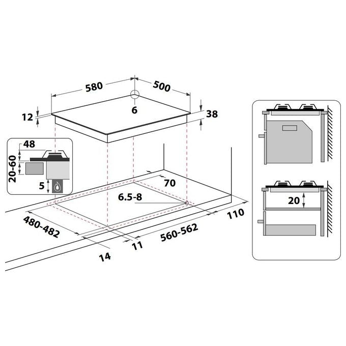 Indesit PAA642IXIWE1 Piano cottura Gas 58 cm 4 fuochi da incasso accensione elettronica sicurezza fiamma colore Inox