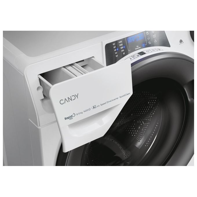 Candy RPW4856BWMR9-1-S RapidÓ Pro Lavasciuga Frontale 8-5 Kg 1400 rpm Classe A Inverter Vapore Wi-Fi (85x60x54 cm) colore Bianco