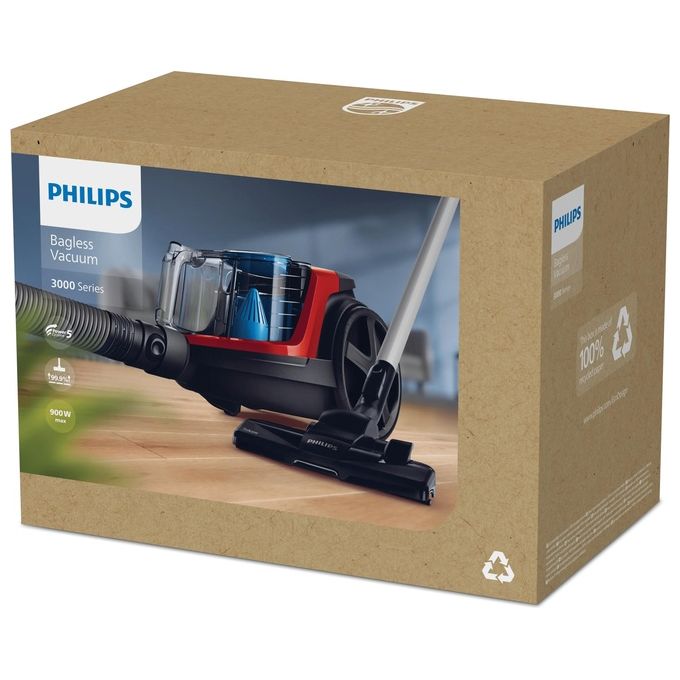 Philips FC9330-09 PowerPro Compact Aspirapolvere senza sacco PowerCyclone 5 1,5 L 650W 79 dB colore Rosso
