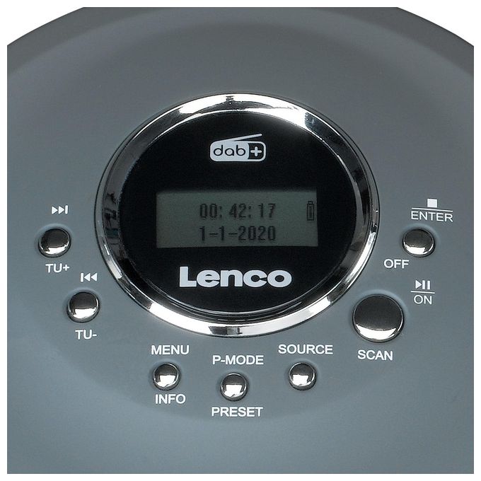 Lenco CD-400GY Lettore CD Portatile con Radio DAB+ FM Supporto MP3 Autonomia fino a 8 ore colore Antracite