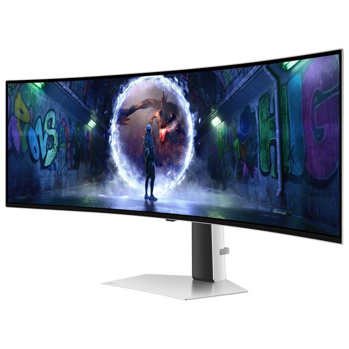 Samsung G93SD Odyssey OLED G9 Monitor Gaming Curvo 49'' 5120x1440 Dual QHD 240Hz 0,03ms FreeSync Premium Pro colore Argento