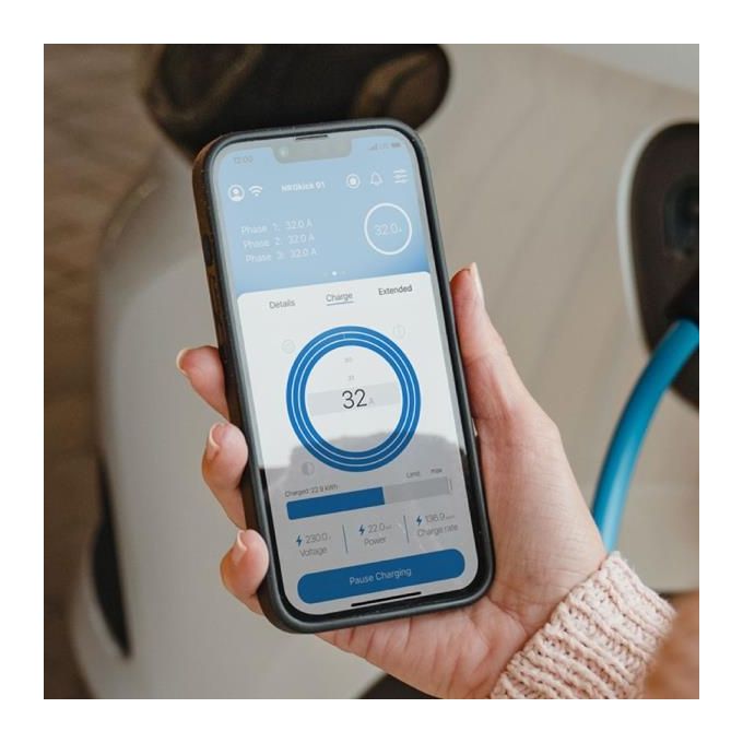 NRGkick TD- Pure Stazione di Ricarica per Veicoli Elettrici 32 A 22 kW GSM GPS SIM WLAN 7,5 m colore Blu