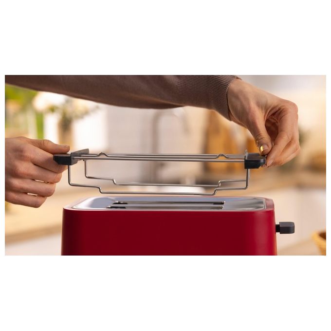Bosch TAT3M124 MyMoment Tostapane Compatto 2 Fette 950 W con Funzione Scongelamento e Riscaldamento colore Rosso