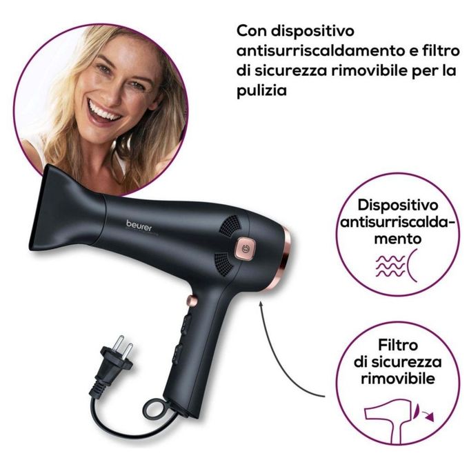 Beurer HC 55 Asciugacapelli con Cavo Retraibile