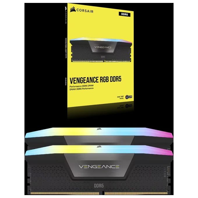 Corsair CMH32GX5M2B6400C36 Vengeance RGB Memoria RAM DDR5 32GB 2x16GB 6400MHz CL36 Intel XMP 3.0 colore Nero