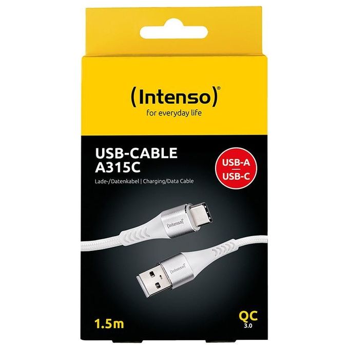 Intenso Cavo-USB A315C Nylon 1.5mt Bianco USB-A - USB-C 60W