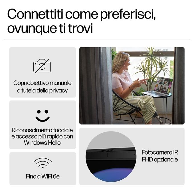 HP PAVILION 16-af0012nl Notebook Intel Core Ultra 5 125U 16 Pollici 16 GB RAM 512 GB SSD colore Argento