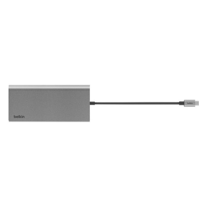 Belkin INC015 Connect Hub Universale 8 in 1 USB-C con Dual Display 2 HDMI 2 USB-C 2 USB-A 1 GbE 100 W PD Alluminio colore Grigio
