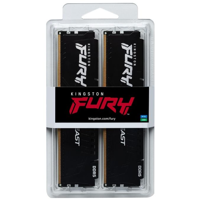 Kingston KF556C40BBK2-16 FURY Beast Memoria RAM DDR5 16 GB 2x8 GB 5600 MT-s CL40 DIMM 288-pin XMP 3.0 colore Nero
