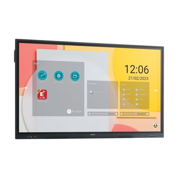Sharp PN-LC752 – Display Interattivo per Segnaletica Digitale 75'', 4K Ultra HD, Touch IR 20pt, Android 11, Wi-Fi, 450 cd-m², colore Nero