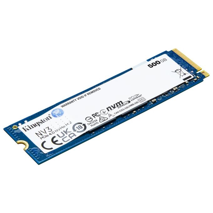 Kingston SNV3S-500G NV3 SSD interno M.2 2280 NVMe PCIe 4.0 500 GB 3D NAND lettura 5000 MB-s scrittura 3000 MB-s