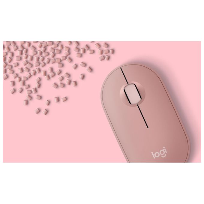 Logitech 910-007014 Pebble 2 M350s Mouse Wireless Bluetooth Ottico 4000 DPI Silenzioso Ambidestro colore Rosa