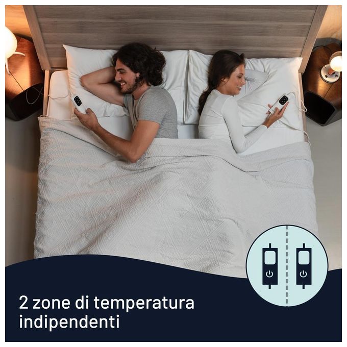 Imetec 16800B Comfort Scaldasonno Matrimoniale 150x160 cm 2 Temperature 150W Sistema Sicurezza ElectroBlock colore Bianco