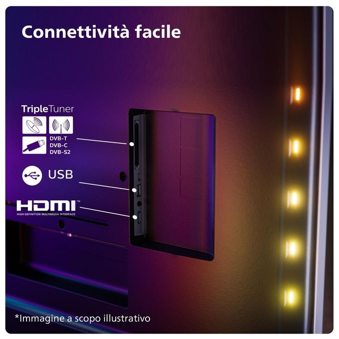 Philips 65PUS8009-12 Smart TV 65'' 4K Ultra HD HDR10+ Ambilight Wi-Fi Titan OS colore Nero
