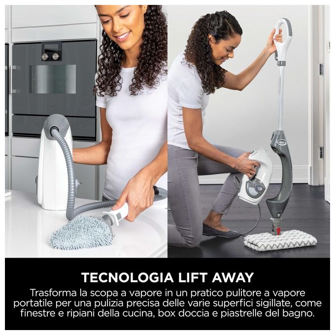 Shark S6005EU Klik n Flip Scopa a vapore 2 in 1 1200 W 0,5 L 3 bar Steam Blaster colore Grigio Bianco