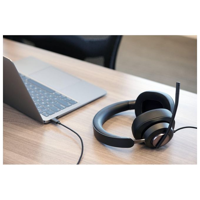 Kensington K83451WW H2000 Cuffie Over-Ear USB-C con Microfono Cancellazione Rumore Plug and Play colore Nero