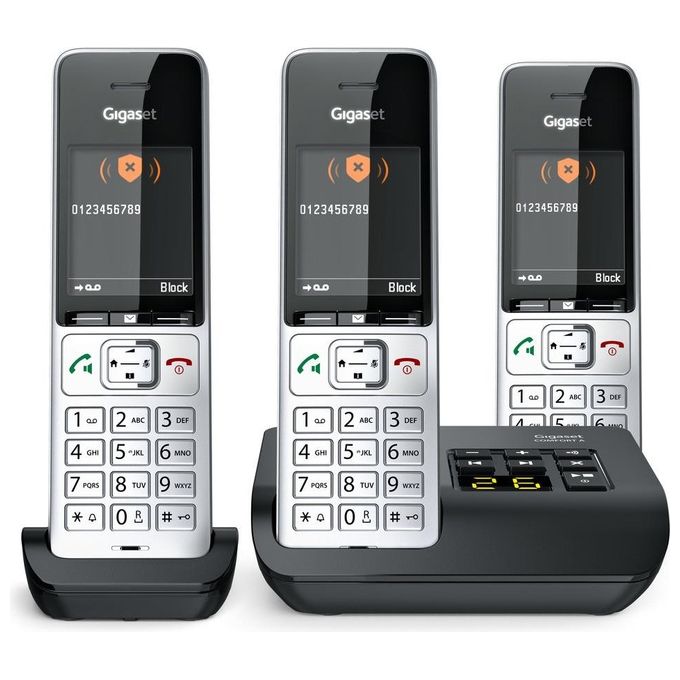 Gigaset COMFORT 500A TRIO Telefono Cordless DECT GAP Segreteria Telefonica Vivavoce Rubrica 200 voci Display 2.2'' colore Nero Argento