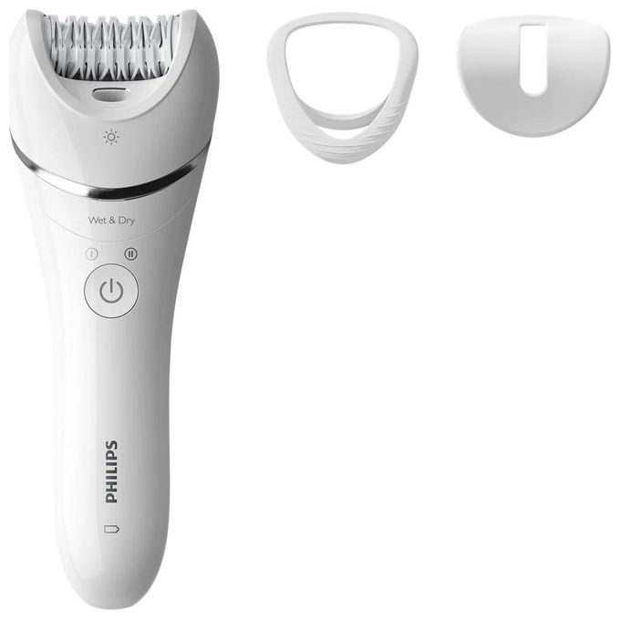Philips BRE700-00 Serie 8000 Epilatore Wet and Dry 32 Pinzette Ceramica Cordless 40 min autonomia colore Bianco Argento