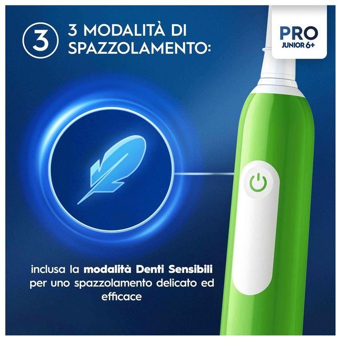 Oral-B 8006540743027 Junior Spazzolino elettrico rotante 3 modalita' Timer 2 min colore Verde