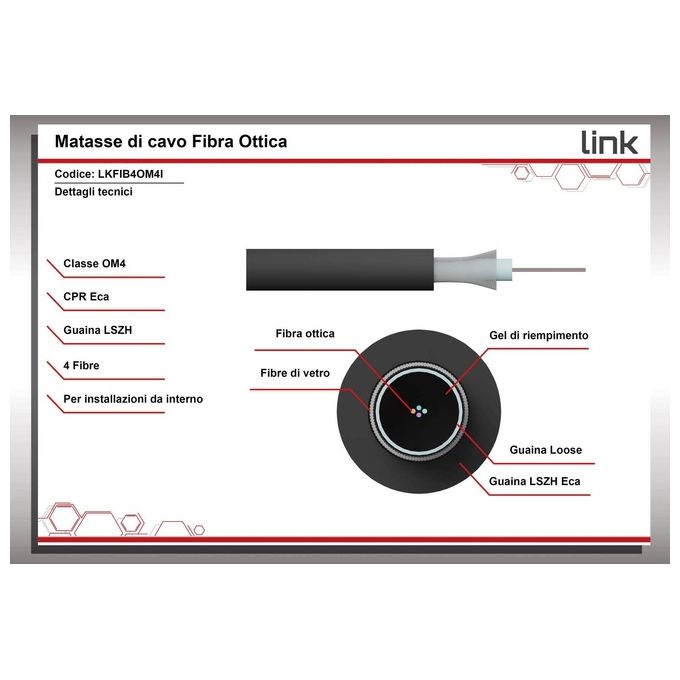 Link Cavo Fibra Ottica Loose Tube 4 Fibre Om4 Indoor-Outdoor Cpr Eca