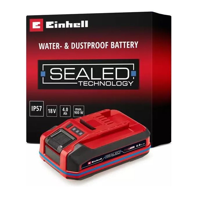 Einhell 4511627 Power X-Change Plus Batteria 18V 4 Ah SEALED IP57 Li-Ion celle 21700 colore Nero Rosso