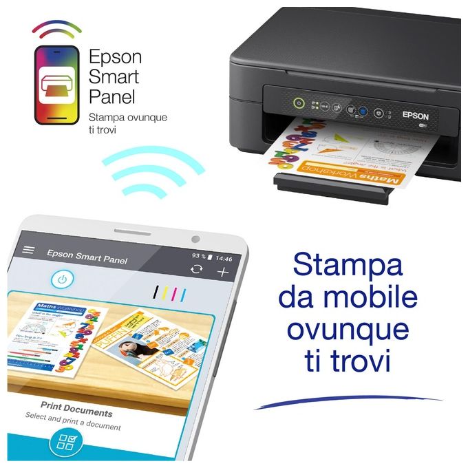 Epson C11CK67403 Expression Home XP-2200 Stampante Multifunzione Inkjet A4 Stampa Copia Scansione Wi-Fi Wi-Fi Direct Fronte Retro Manuale colore Nero