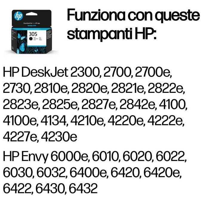 HP, Cartuccia Inchiostro Originale 305, Nero