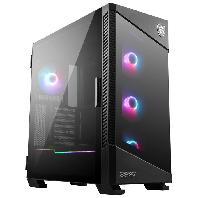 MSI 306-7G18R21-809 MPG Velox 100R Case PC Gaming Midi Tower Supporto GPU Verticale 4 Ventole ARGB USB Type-C Vetro Temperato colore Nero