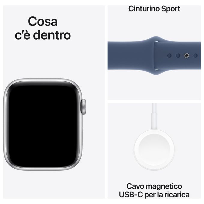 Apple MXEQ3QL-A Watch SE Smartwatch GPS 44mm Cassa in Alluminio con Cinturino Denim Sport Band colore Blu