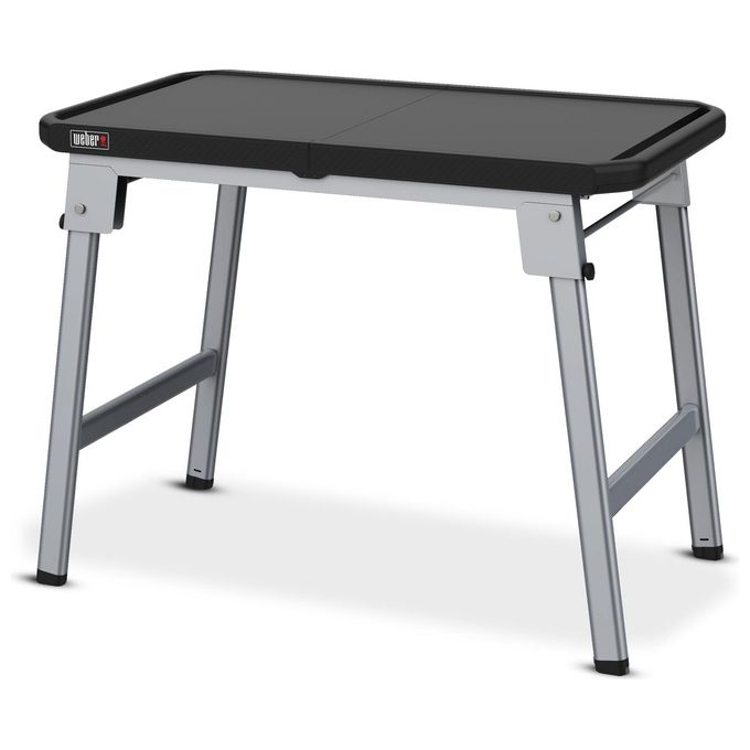 Weber 3400154 Tavolo Universale per Barbecue Pieghevole Regolabile in Altezza compatibile serie Q Slate Lumin Pulse colore Grigio Nero