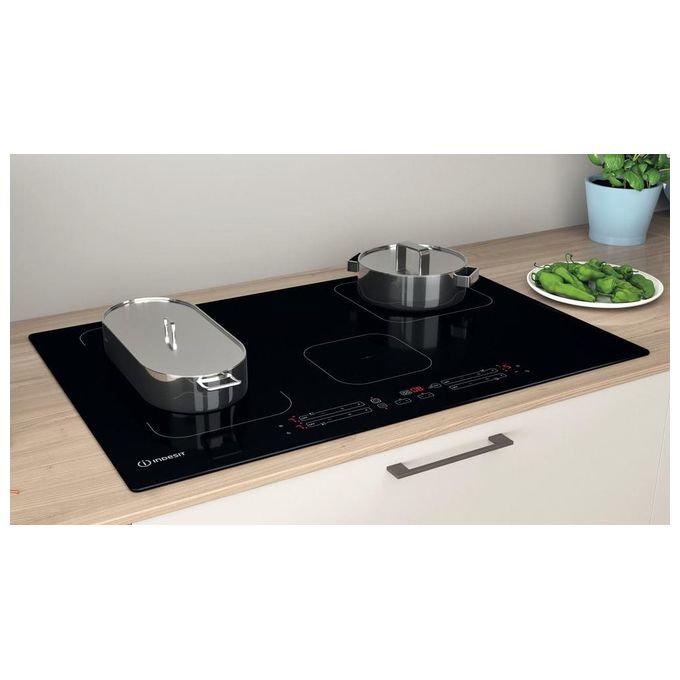Indesit IB21B77NE Piano cottura a induzione 77 cm 4 zone PushandGo DualZone Touch 7200 W colore Nero
