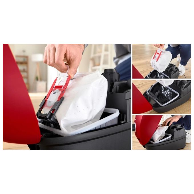 Bosch BGB41PET1 Serie 4 Aspirapolvere a Traino con Sacco 4 L 700 W Filtro HEPA 75 dB colore Rosso