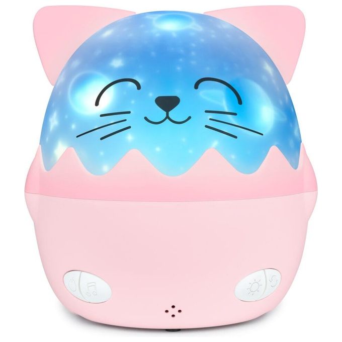Bigben Kids Pink Cat-shaped Night Light With 360° Projection And Wireless Music Nlpkidscat