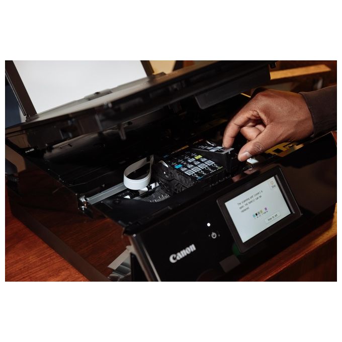 Canon TS8750 Stampante Multifunzione Inkjet 6 Inchiostri Separati Wi-Fi Touchscreen 4.3 Pollici Stampa Fronte Retro Automatica colore Nero