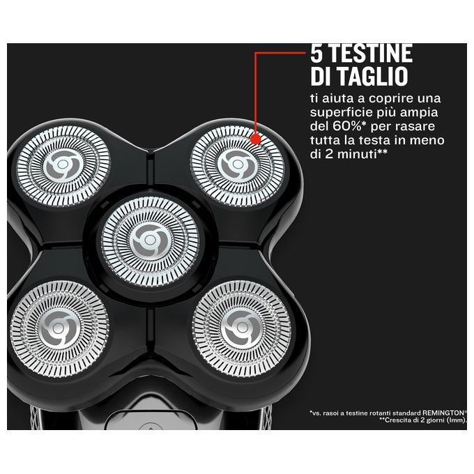 Remington XR1500 Ultimate Series Rasoio elettrico testine rotanti secco umido 5 testine autonomia 50 min colore Nero