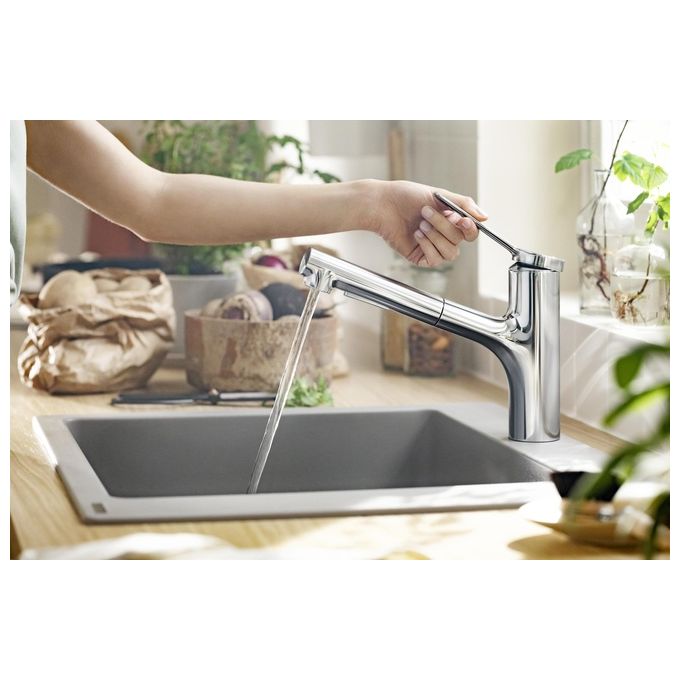 Hansgrohe 74800000 Zesis M33 Miscelatore monocomando da cucina con bocca estraibile 150° 2 getti tecnologia QuickClean colore Cromo