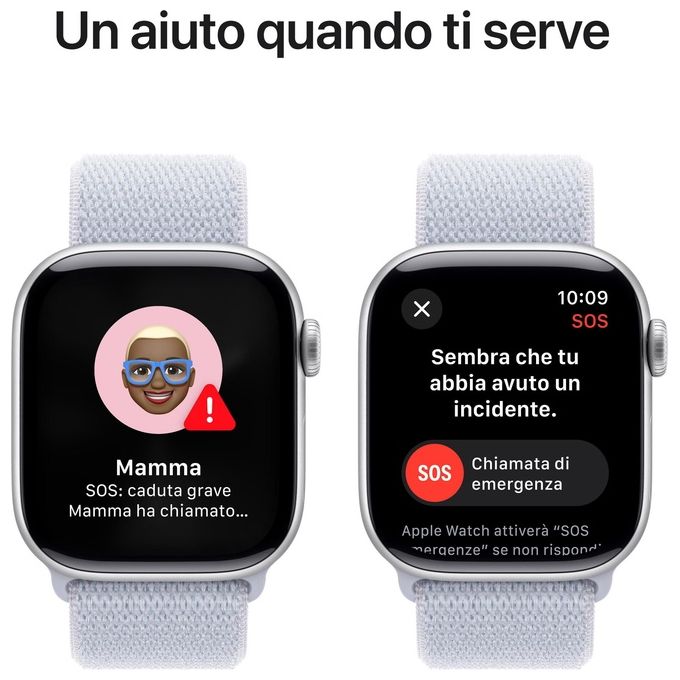 Apple MWX53QL-A Apple Watch Series 10 Smartwatch 42 mm GPS + Cellular con Cinturino Sport Loop colore Nuvola Azzurra