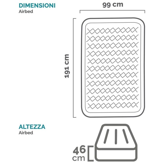 Intex 64426ND Ultra Plush Materasso Gonfiabile Singolo Fiber-Tech 99x191x46 cm Pompa Integrata 220V 136 Kg colore Beige