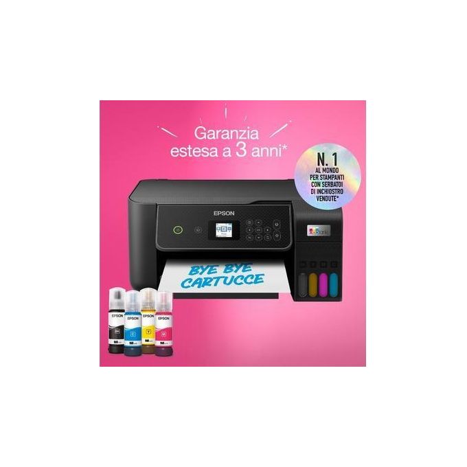 Epson C11CJ66421 EcoTank ET-2870 Stampante Multifunzione Inkjet A4 Stampa Copia Scansione Wi-Fi 10 ppm colore Nero
