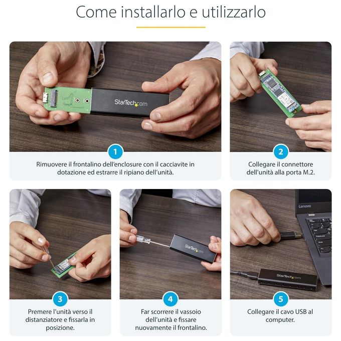 StarTech Box Alloggio USB 3.0 esterno per SSD SATA M.2 Convertitore NGFF di unitÃ  SSD con UASP