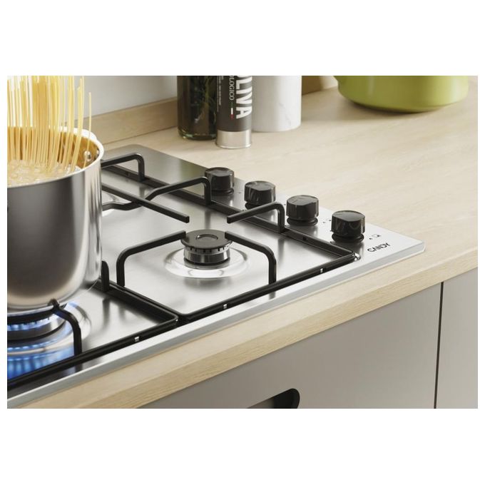 Candy Piano cottura a gas 4 Zone Griglie smaltate Accensione elettrica 60 cm Inox sempre in perfette condizioni