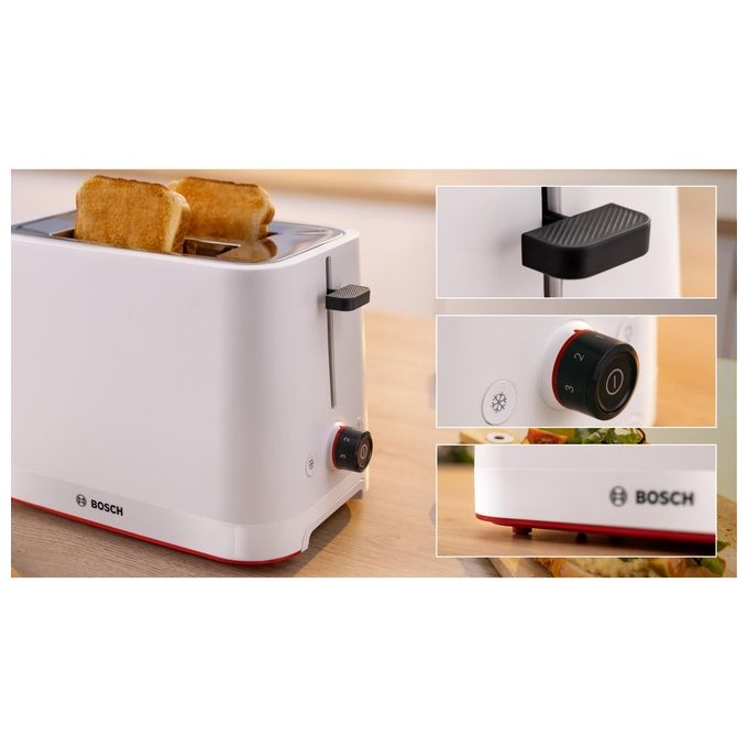 Bosch TAT3M121 MyMoment Tostapane 4 Fette 950 W con Controllo Doratura Regolabile Funzione Scongelamento e Mantieni Caldo colore Bianco