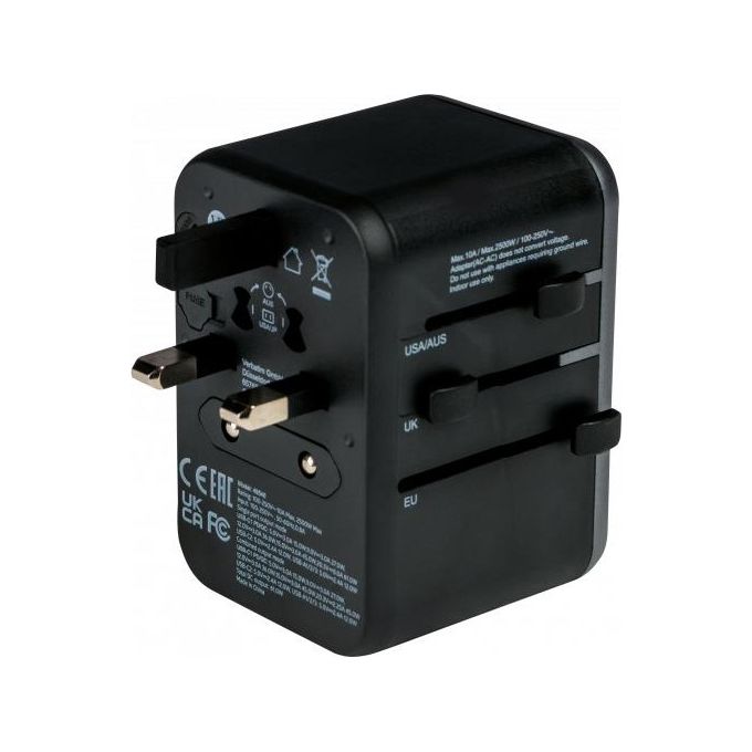 Verbatim Adattatore da Viaggio Universale Uta-04 Ricarica 6 in 1 PD 61W Nero